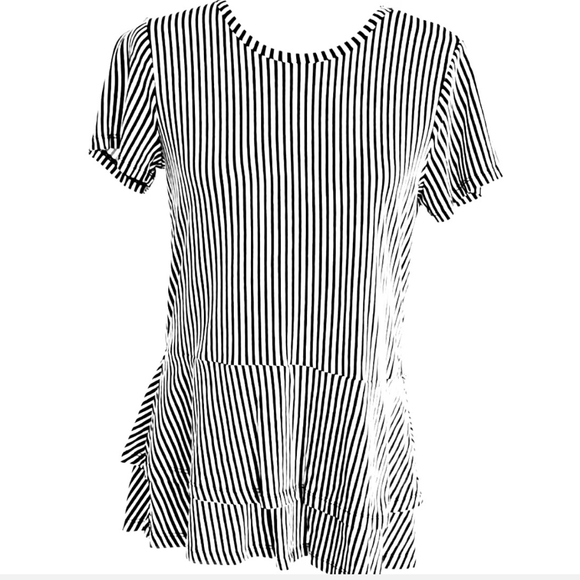 Michael Kors Peplum Top Size Medium Bragazzi Striped Nwot - Picture 3 of 14
